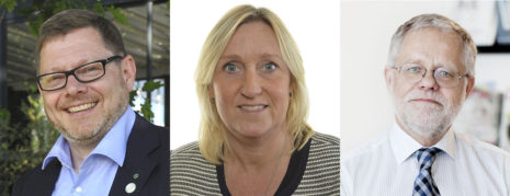 Samsam ordföringar Per Lodenius, Bygdegårdarnas Riksförbund, Gunilla Carlsson, Folkets Hus och Parker, och Torsten Friberg, Våra Gårdar.